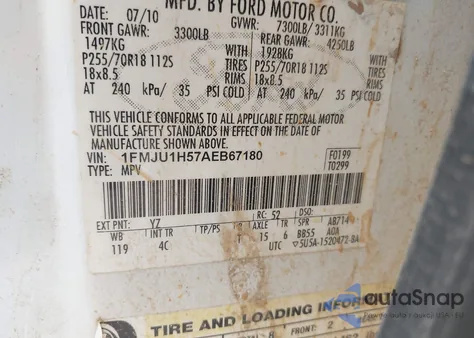 2010 Ford Expedition Eddie Bauer/King Ranch из США, поврежденный, VIN 1FMJU1H57AEB67180